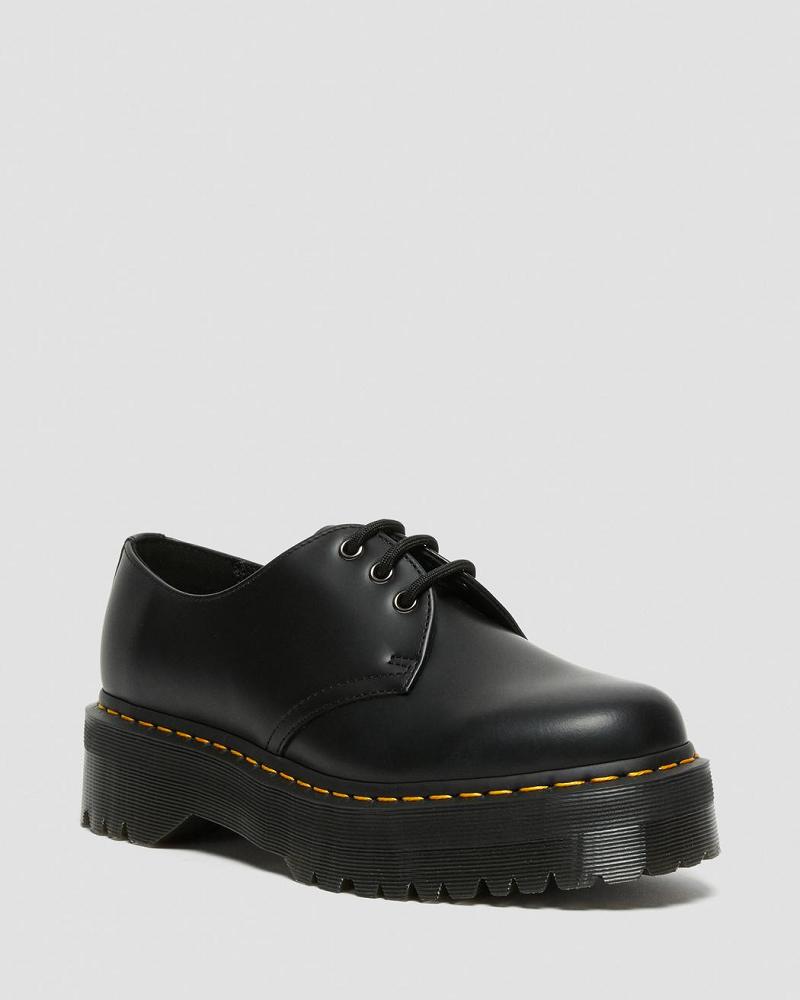 Black Men\'s Dr Martens 1461 Smooth Leather Platform Shoes | CA 624DFM